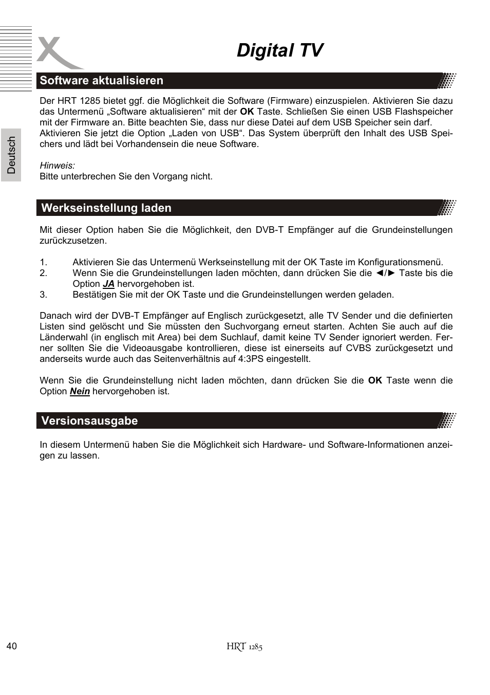 Digital tv | Xoro HRT 1285 User Manual | Page 40 / 134