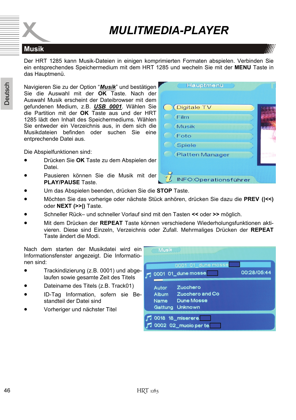 Mulitmedia-player | Xoro HRT 1285 User Manual | Page 46 / 134