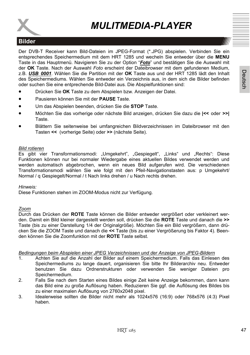 Mulitmedia-player | Xoro HRT 1285 User Manual | Page 47 / 134