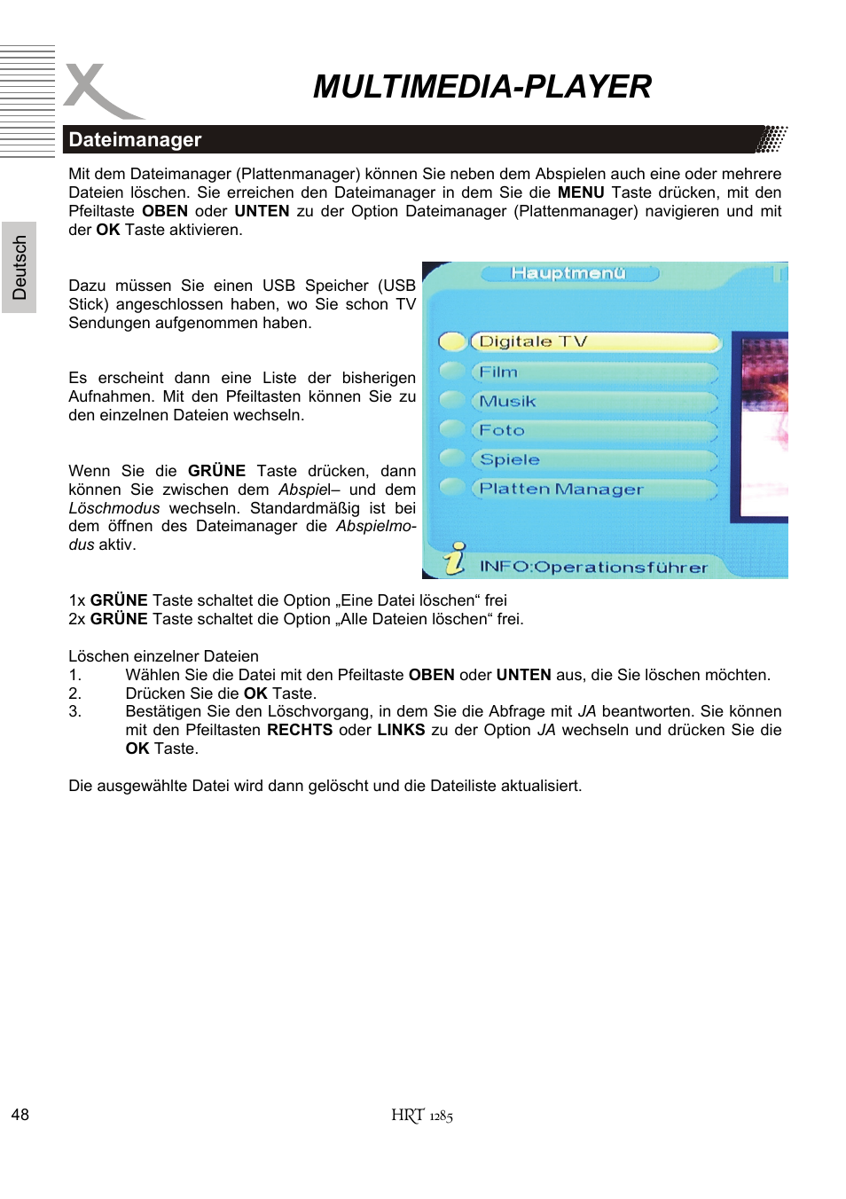 Multimedia-player | Xoro HRT 1285 User Manual | Page 48 / 134