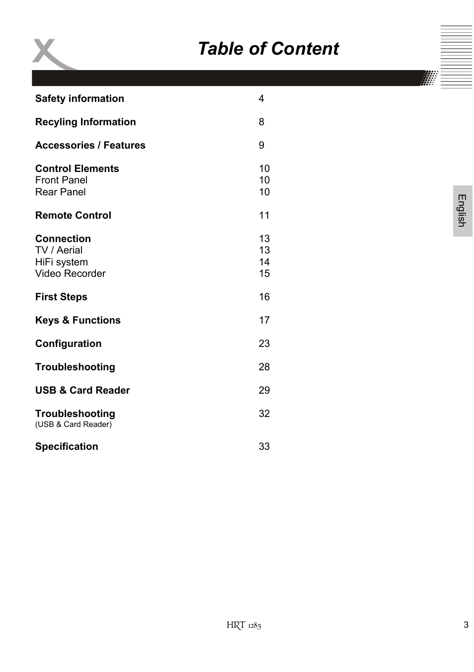 Table of content | Xoro HRT 1285 User Manual | Page 55 / 134