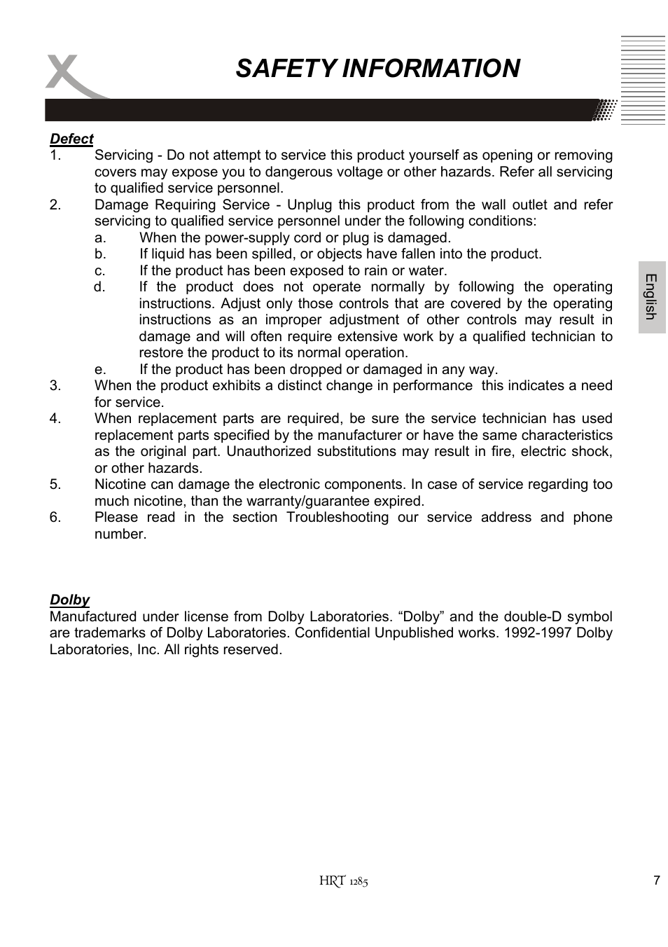 Safety information | Xoro HRT 1285 User Manual | Page 59 / 134