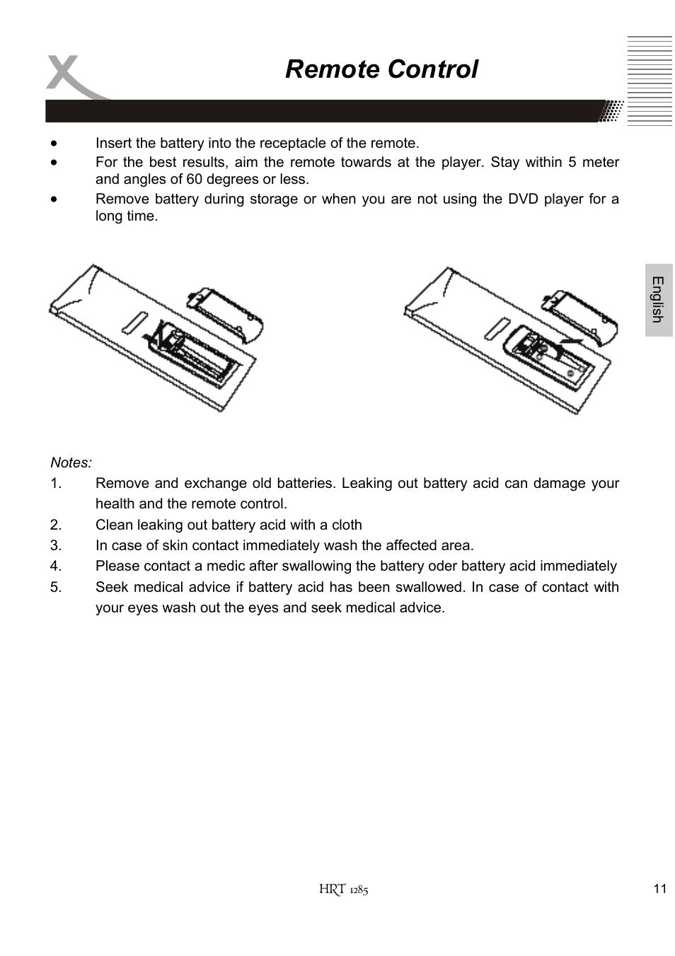 Remote control | Xoro HRT 1285 User Manual | Page 63 / 134