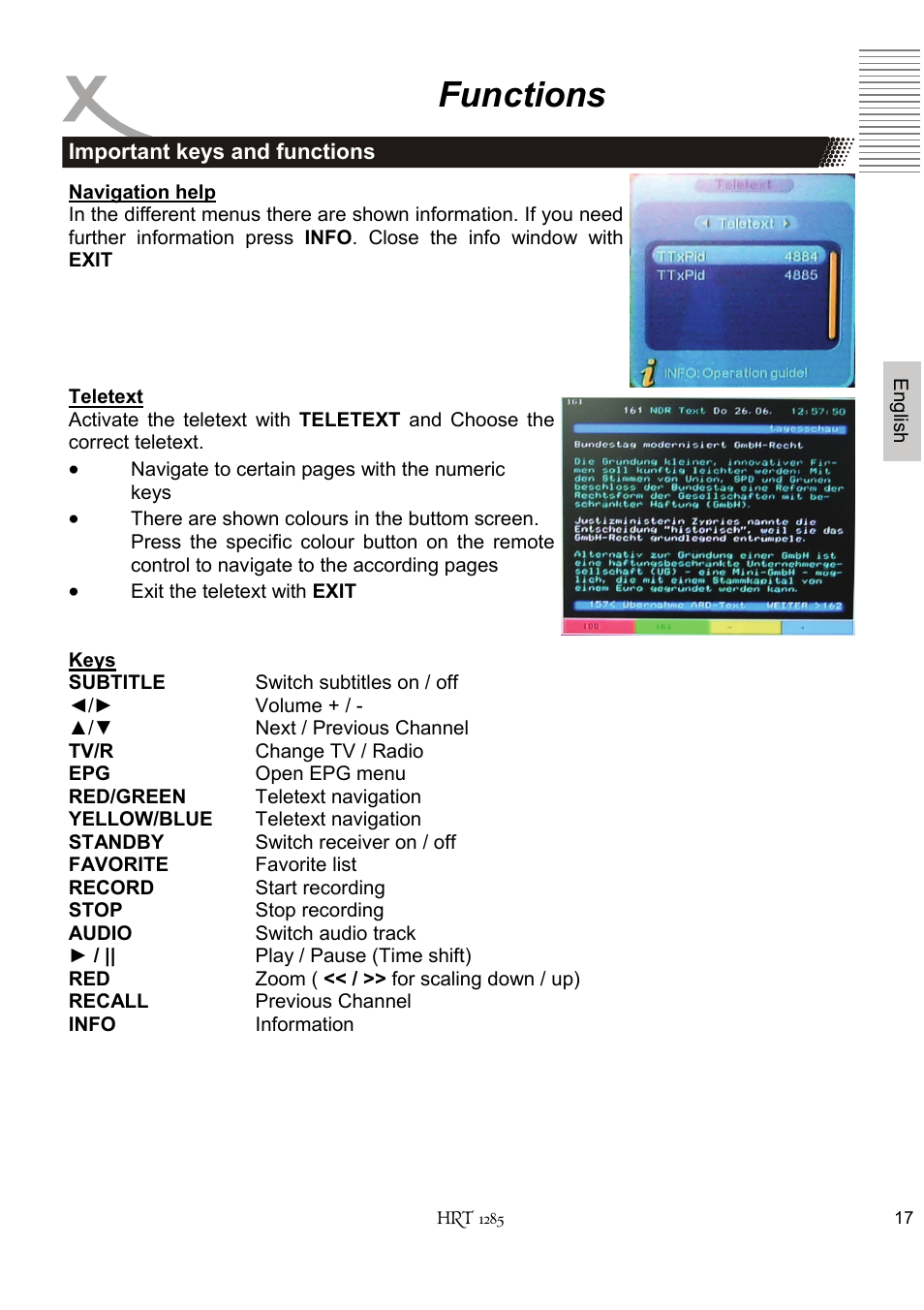 Functions | Xoro HRT 1285 User Manual | Page 69 / 134