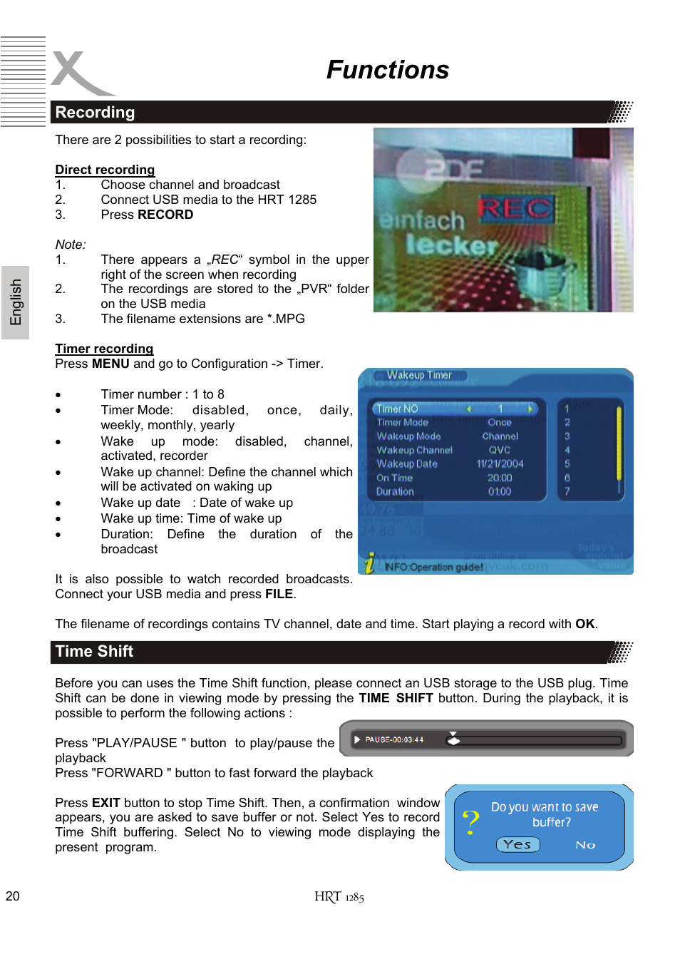 Functions | Xoro HRT 1285 User Manual | Page 72 / 134