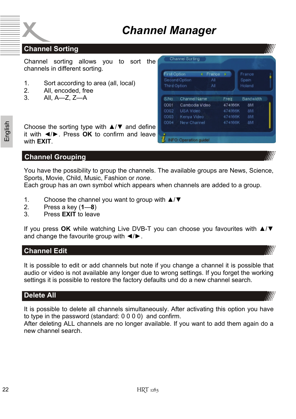 Channel manager | Xoro HRT 1285 User Manual | Page 74 / 134