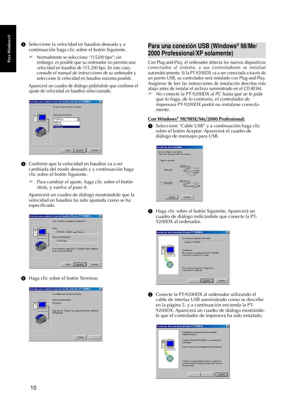 Para una conexión usb (windows | Brother PT-9200DX User Manual | Page 128 / 156