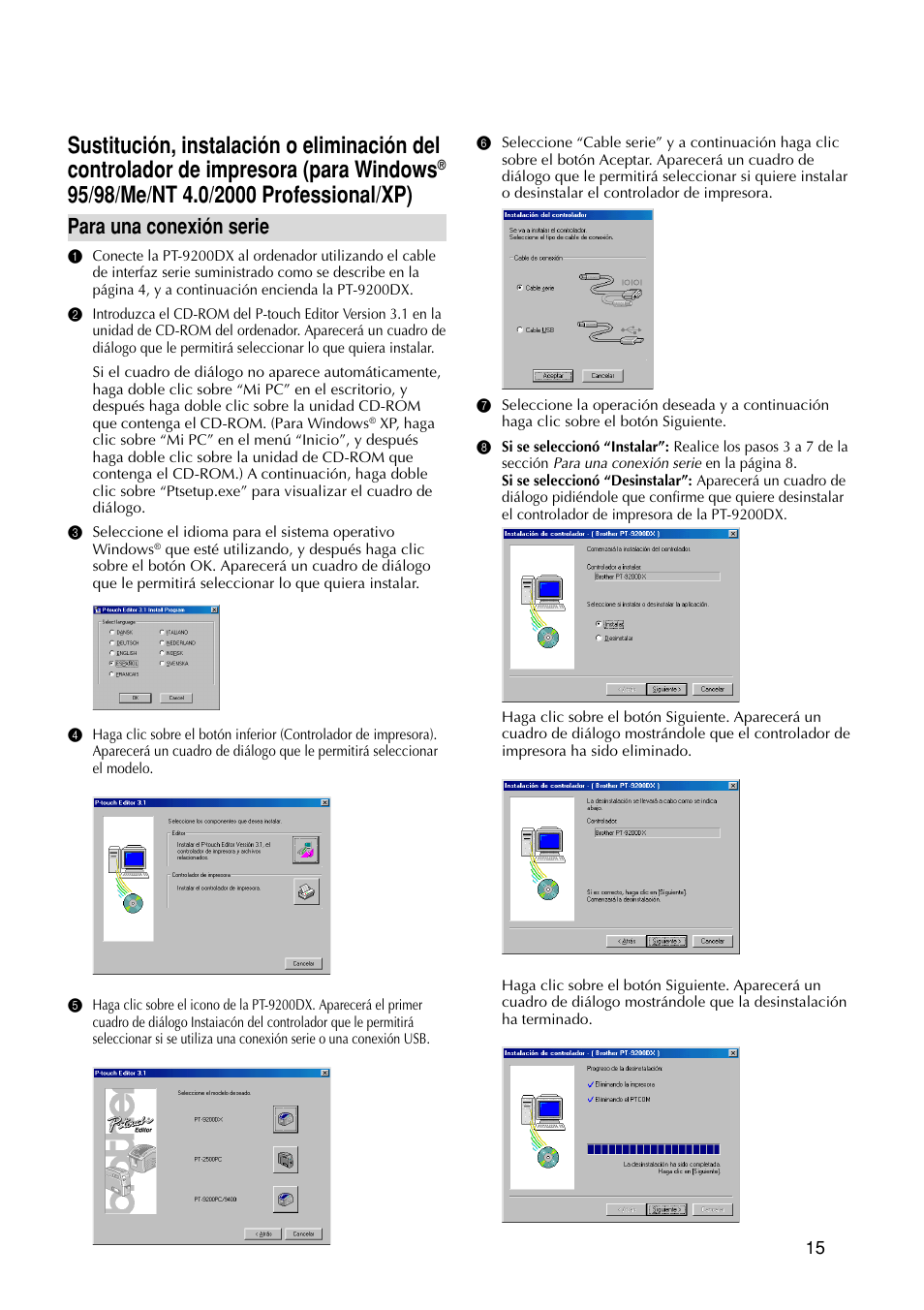 Para una conexión serie | Brother PT-9200DX User Manual | Page 133 / 156