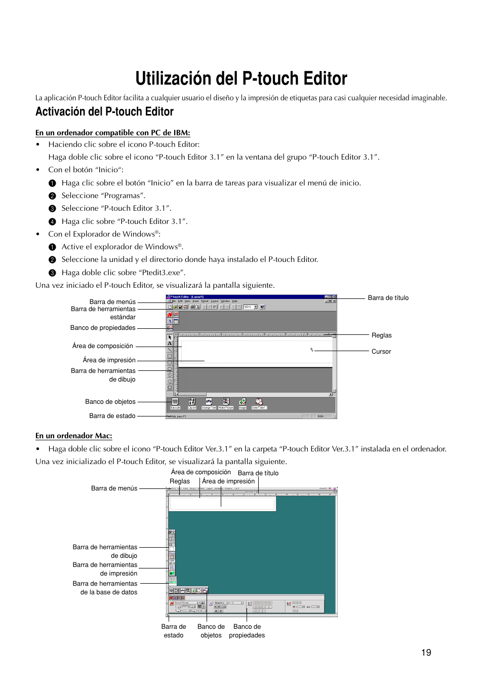 Utilización del p-touch editor, Activación del p-touch editor | Brother PT-9200DX User Manual | Page 137 / 156