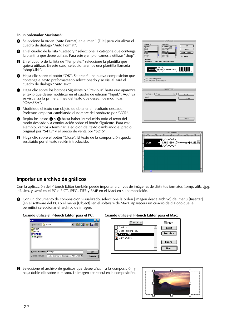 Importar un archivo de gráficos | Brother PT-9200DX User Manual | Page 140 / 156