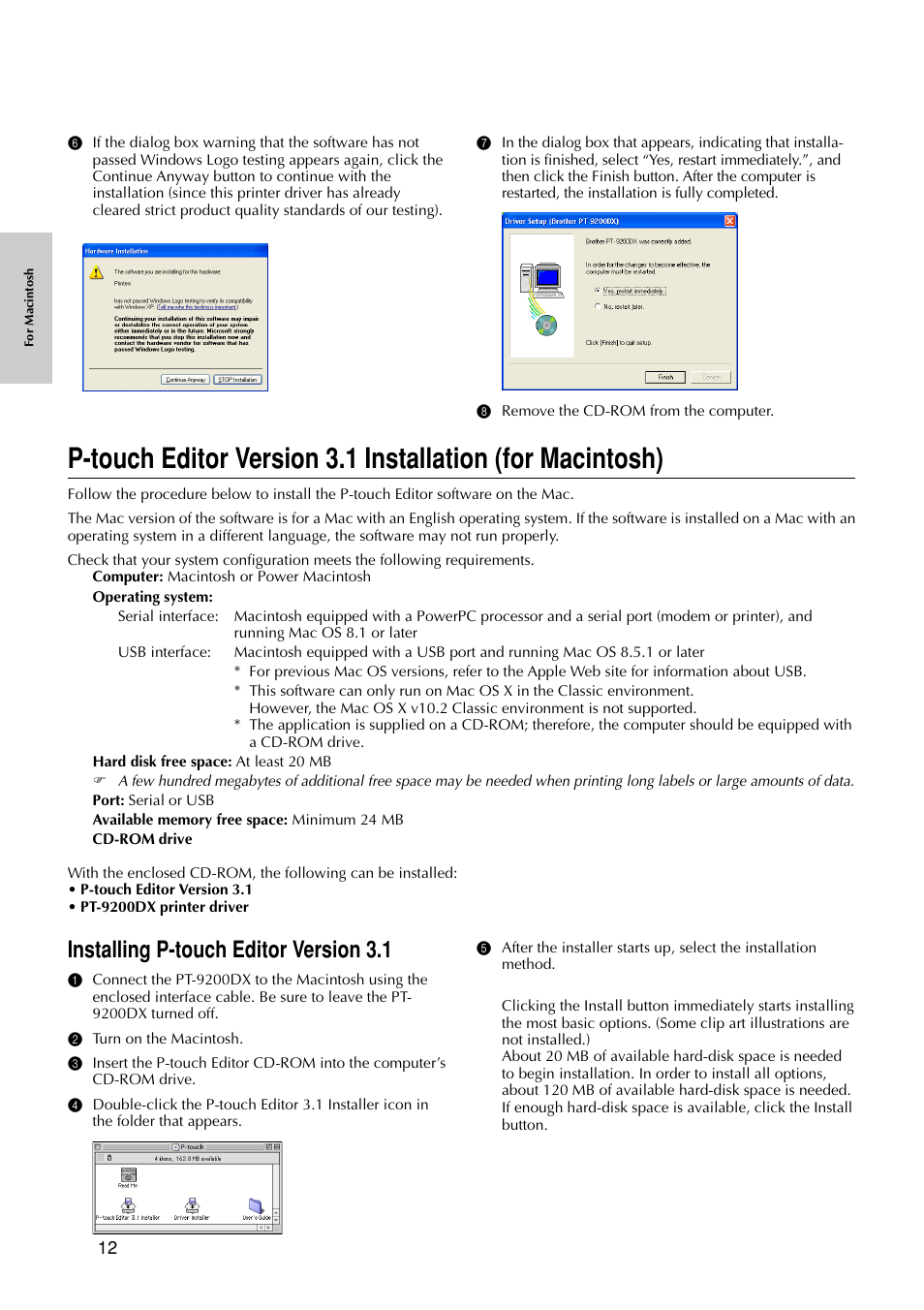 Installing p-touch editor version 3.1 | Brother PT-9200DX User Manual | Page 16 / 156