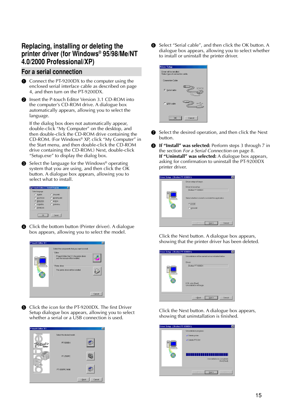 For a serial connection | Brother PT-9200DX User Manual | Page 19 / 156