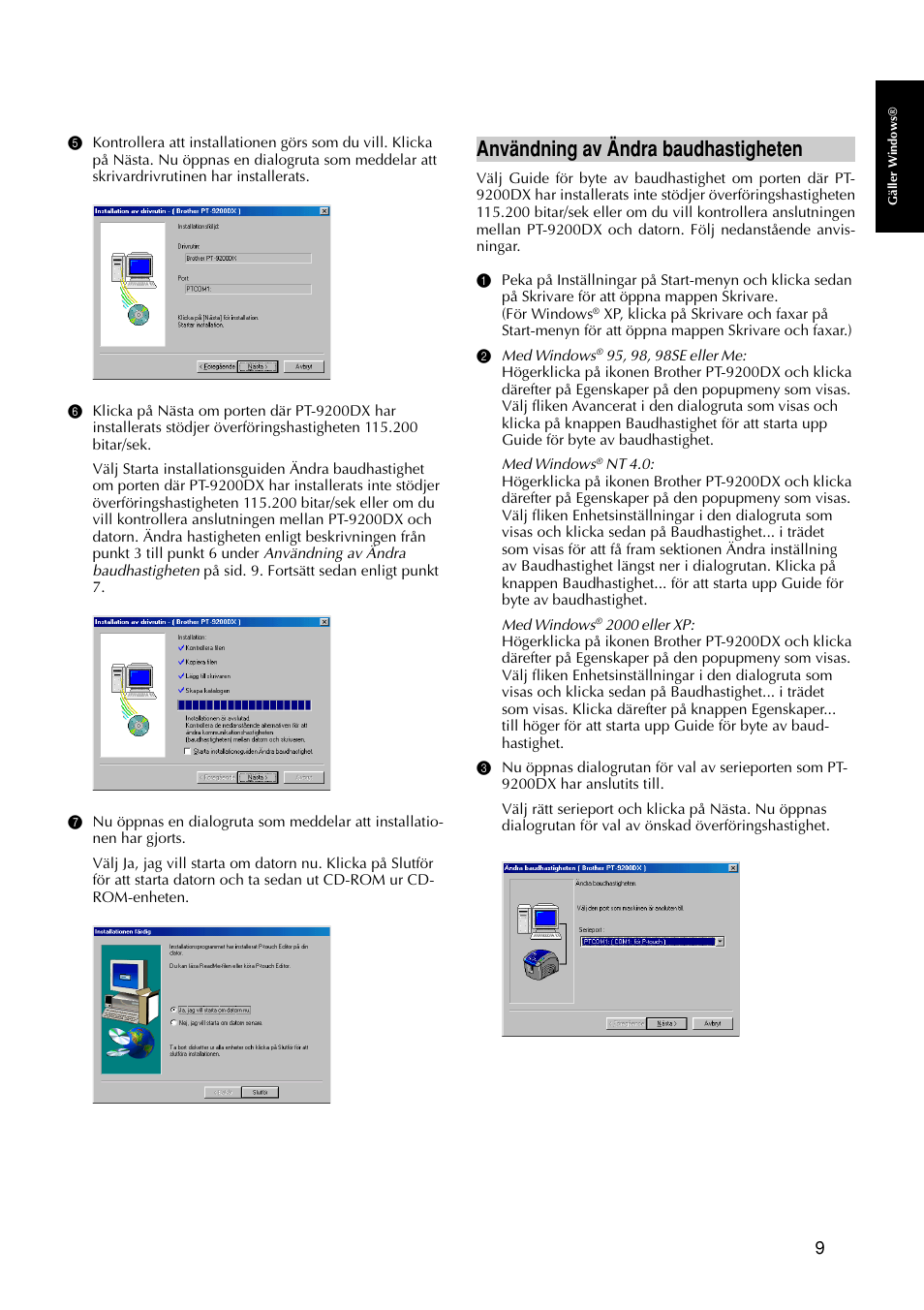 Användning av ändra baudhastigheten | Brother PT-9200DX User Manual | Page 51 / 156