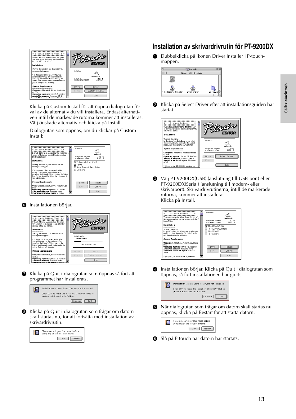 Installation av skrivardrivrutin för pt-9200dx | Brother PT-9200DX User Manual | Page 55 / 156