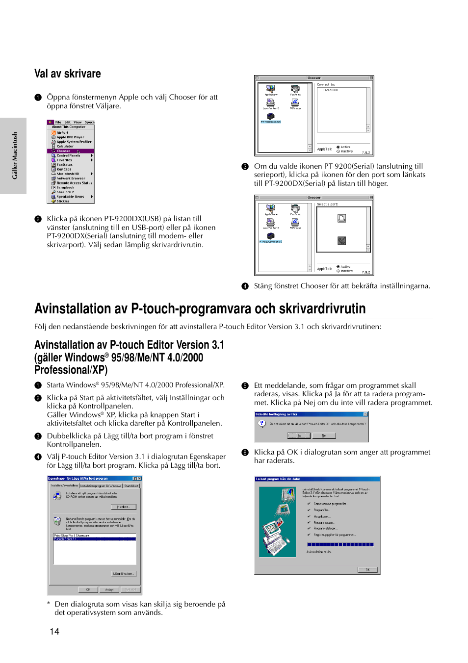 Val av skrivare | Brother PT-9200DX User Manual | Page 56 / 156