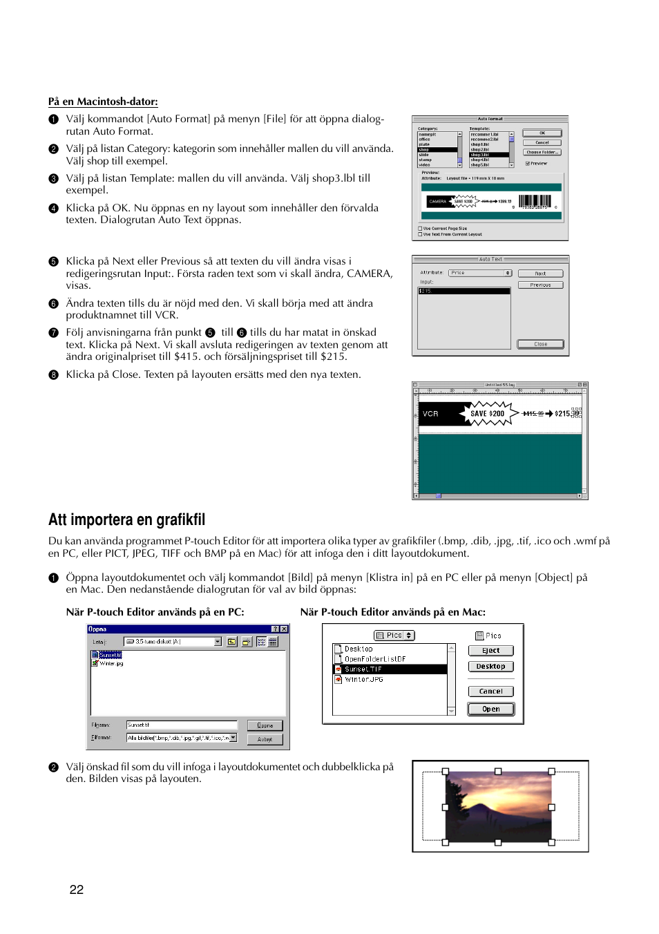 Att importera en grafikfil | Brother PT-9200DX User Manual | Page 64 / 156