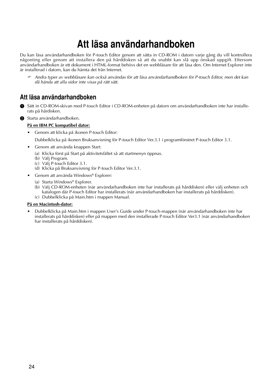 Att läsa användarhandboken | Brother PT-9200DX User Manual | Page 66 / 156