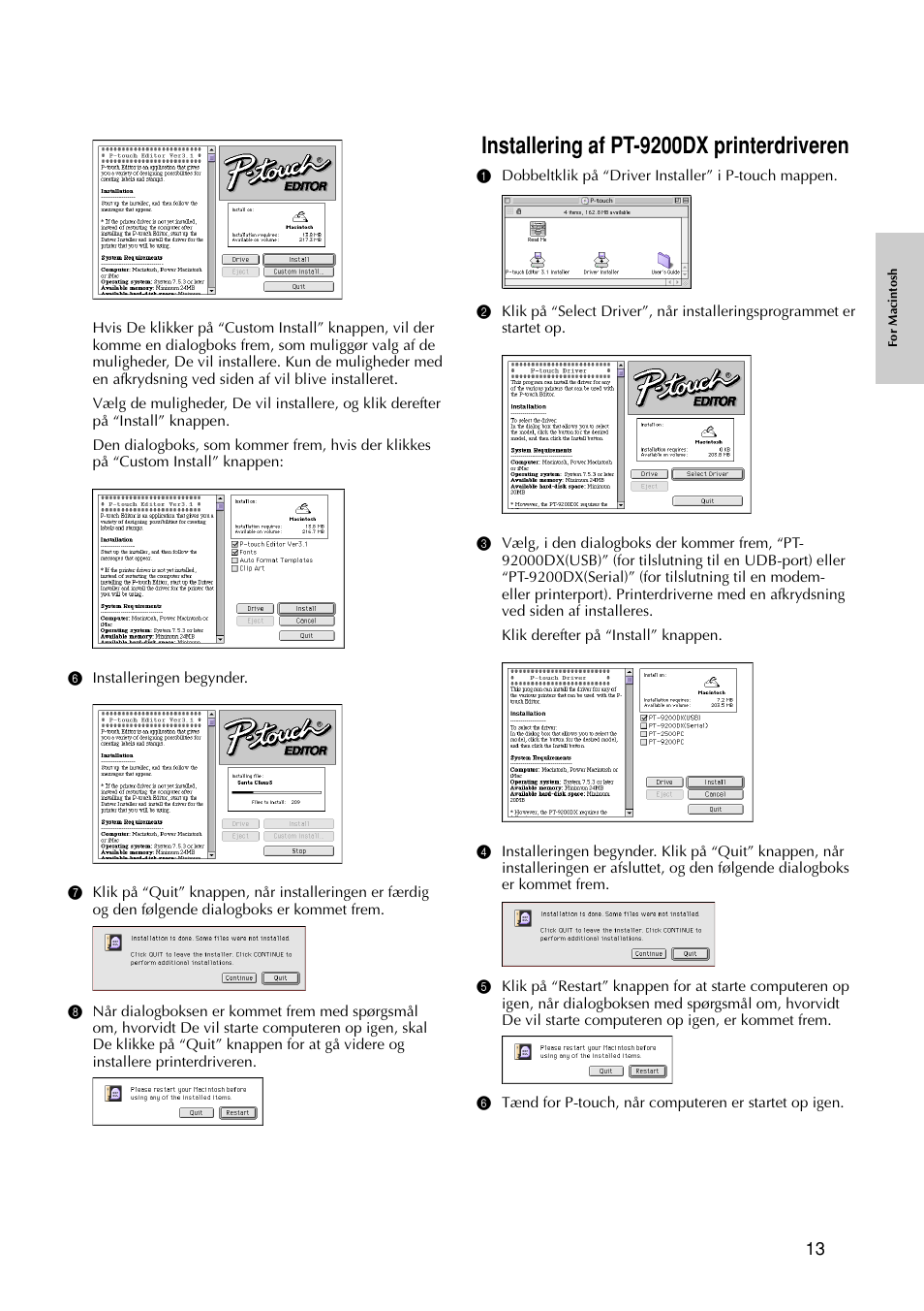 Installering af pt-9200dx printerdriveren | Brother PT-9200DX User Manual | Page 93 / 156