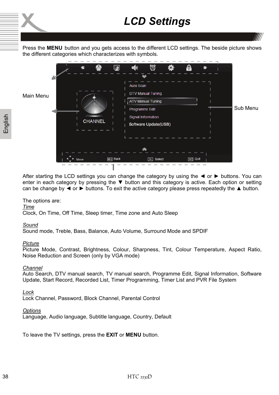 Lcd settings | Xoro HTC 2232D User Manual | Page 104 / 198