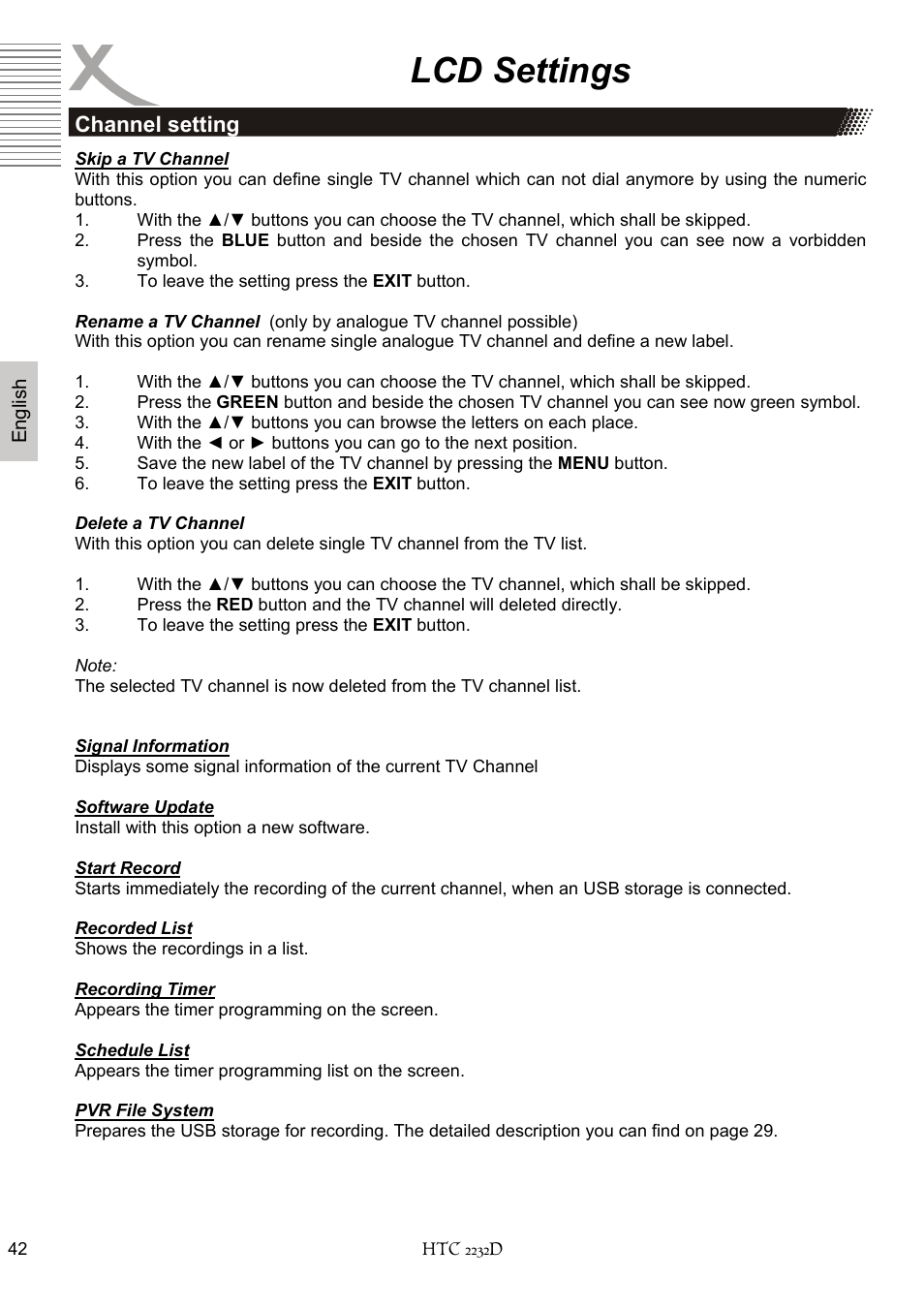 Lcd settings | Xoro HTC 2232D User Manual | Page 108 / 198