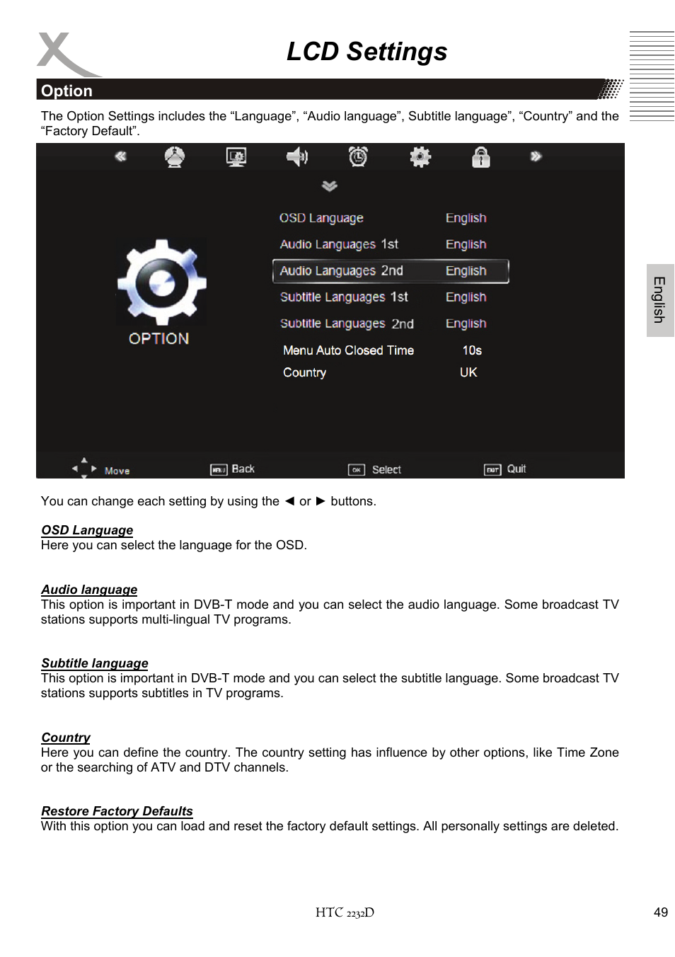 Lcd settings | Xoro HTC 2232D User Manual | Page 115 / 198