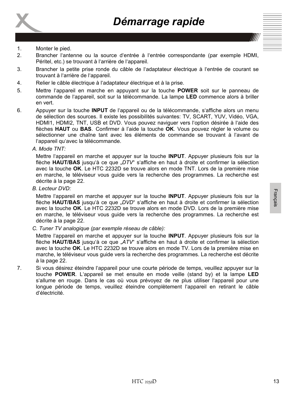 Démarrage rapide | Xoro HTC 2232D User Manual | Page 143 / 198
