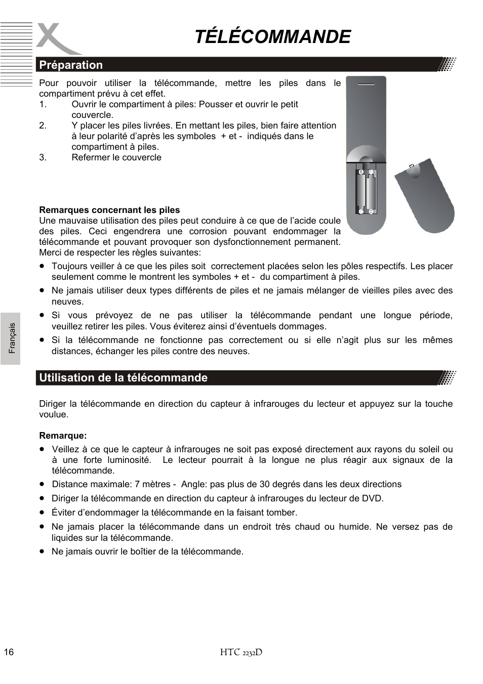 Télécommande | Xoro HTC 2232D User Manual | Page 146 / 198