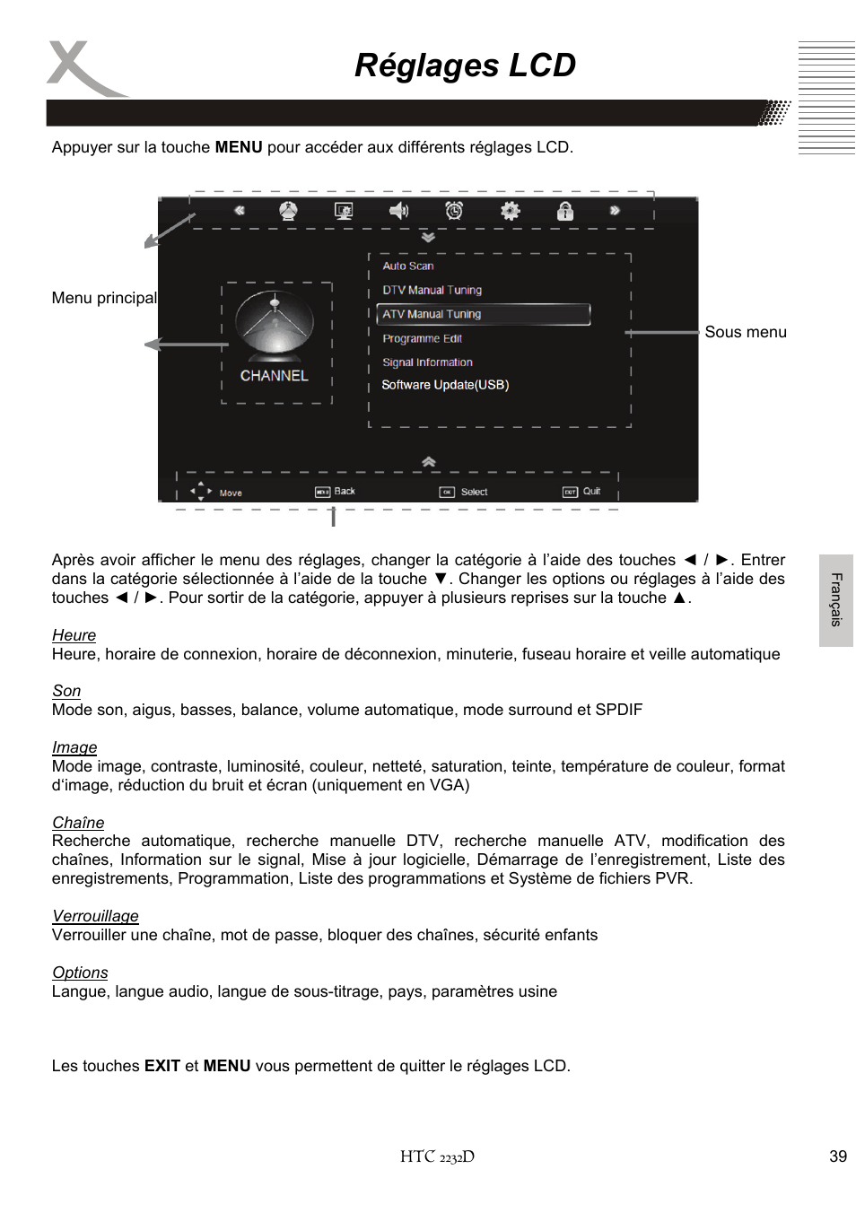 Réglages lcd | Xoro HTC 2232D User Manual | Page 169 / 198