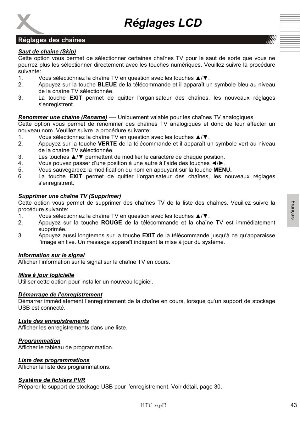 Réglages lcd | Xoro HTC 2232D User Manual | Page 173 / 198