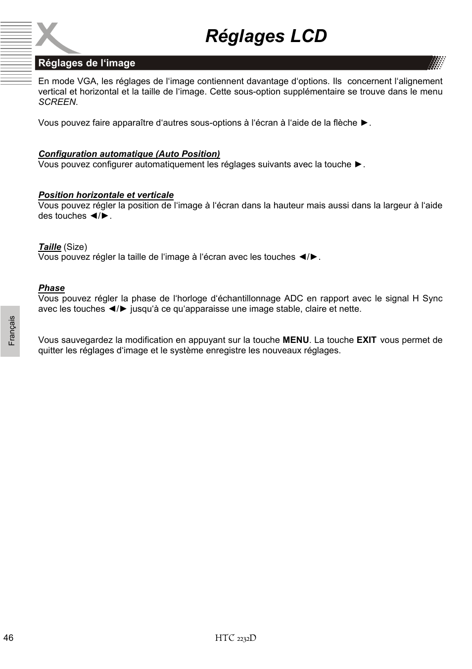 Réglages lcd | Xoro HTC 2232D User Manual | Page 176 / 198