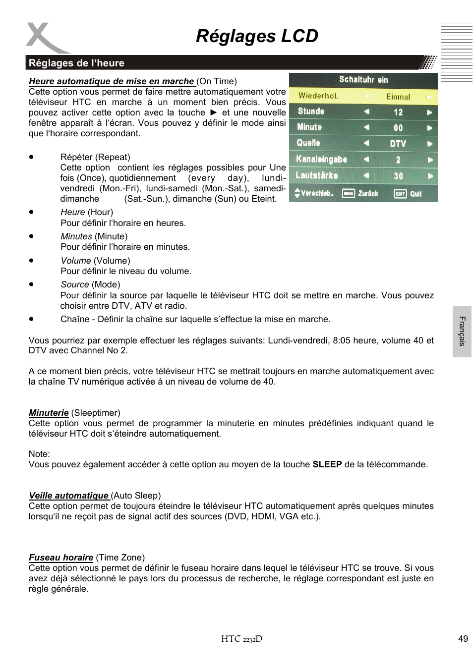 Réglages lcd | Xoro HTC 2232D User Manual | Page 179 / 198