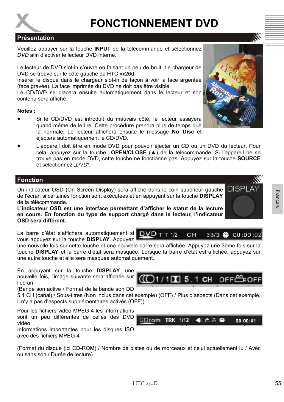 Fonctionnement dvd | Xoro HTC 2232D User Manual | Page 185 / 198