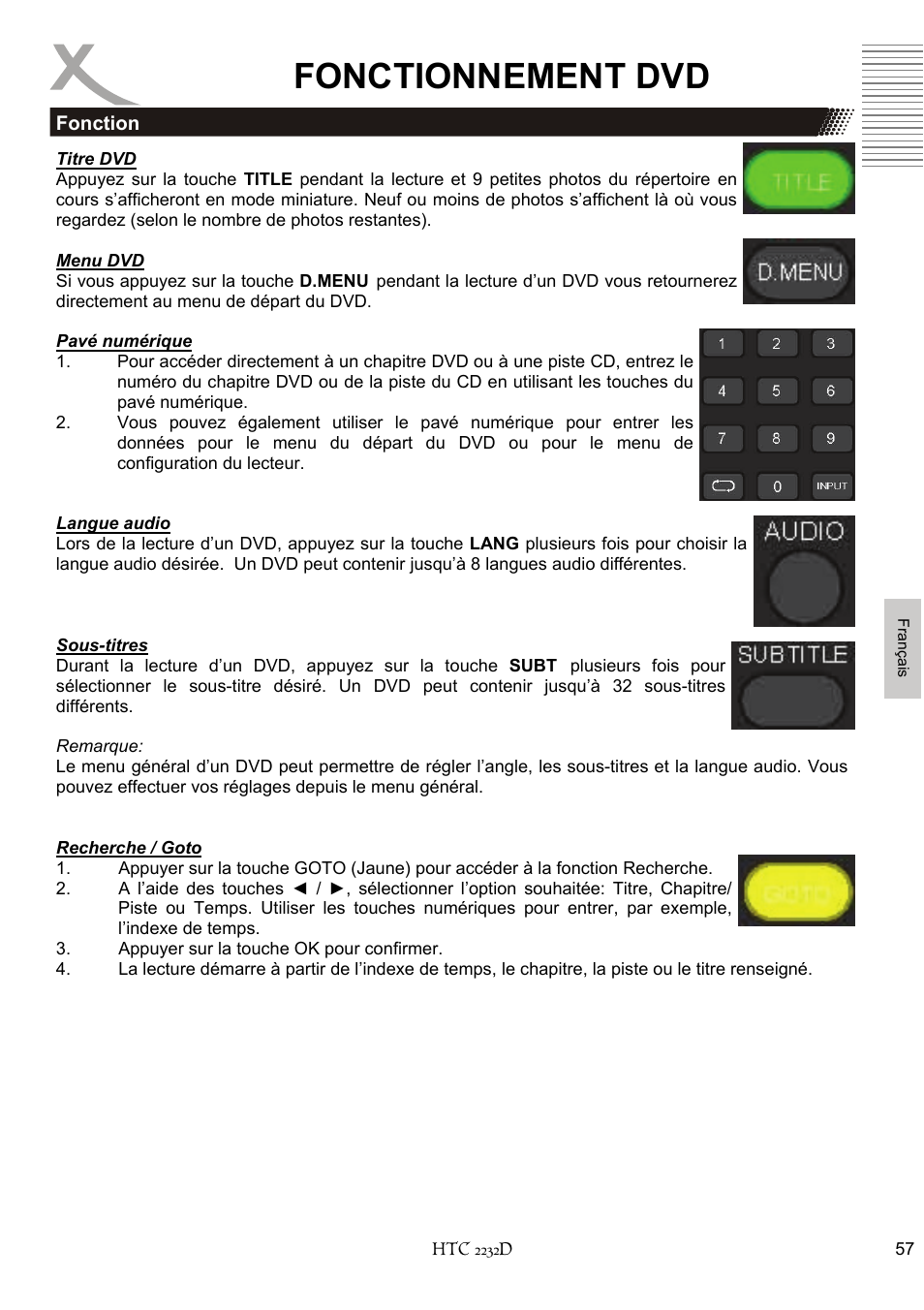 Fonctionnement dvd | Xoro HTC 2232D User Manual | Page 187 / 198