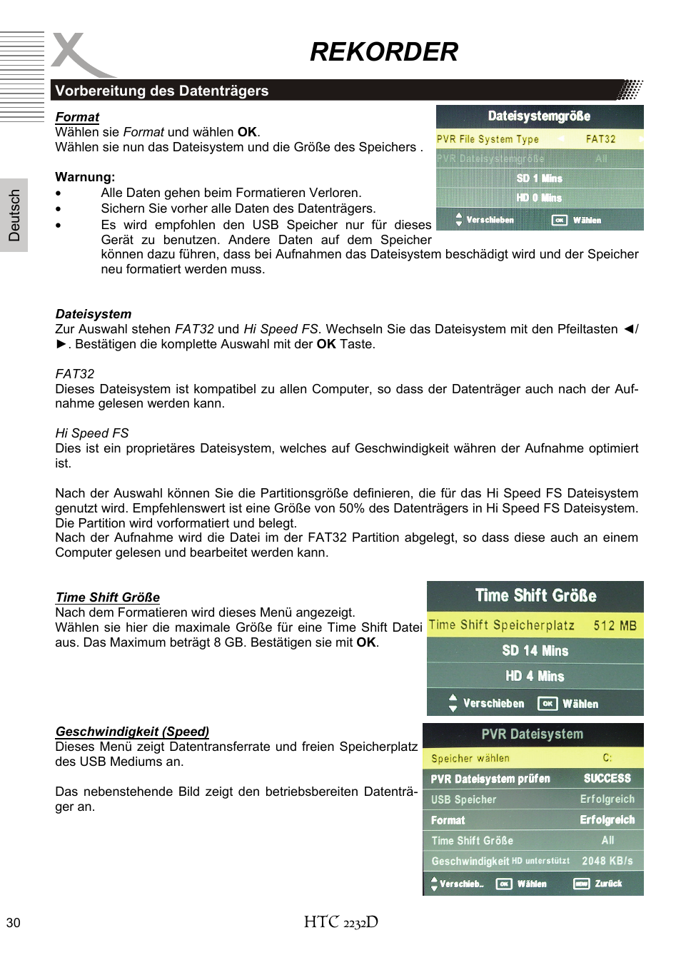 Rekorder | Xoro HTC 2232D User Manual | Page 30 / 198