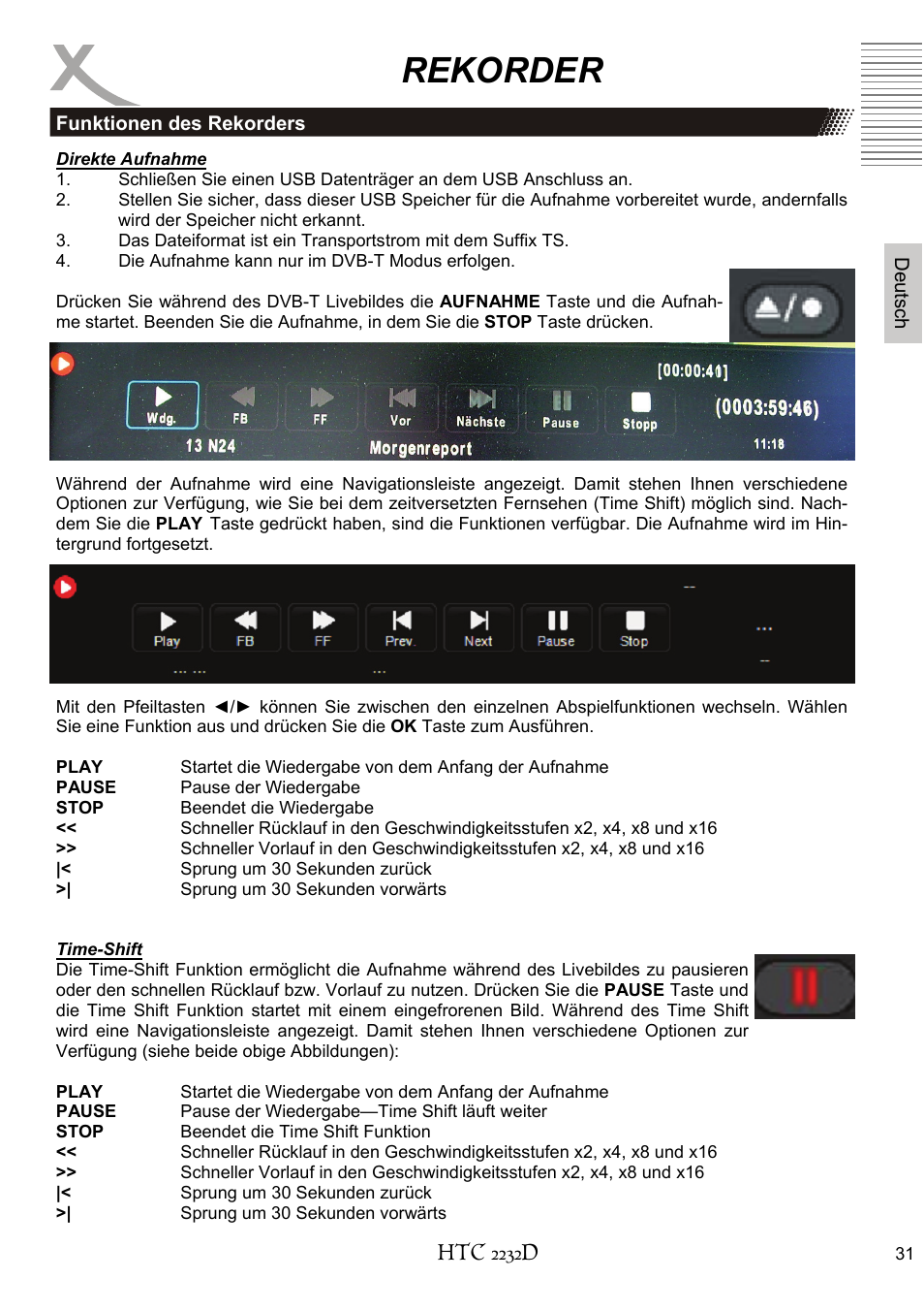 Rekorder | Xoro HTC 2232D User Manual | Page 31 / 198