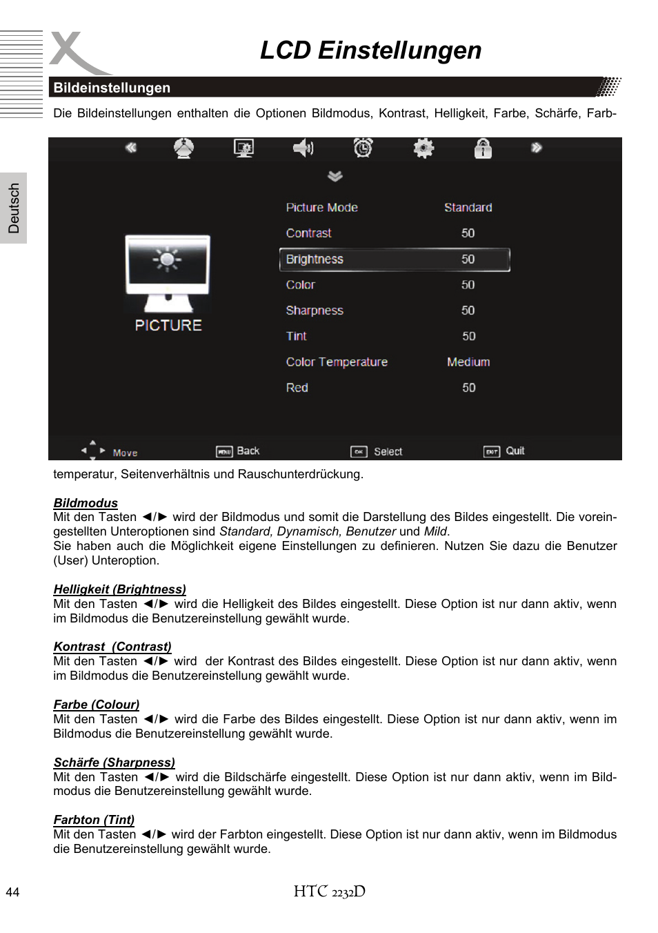 Lcd einstellungen | Xoro HTC 2232D User Manual | Page 44 / 198