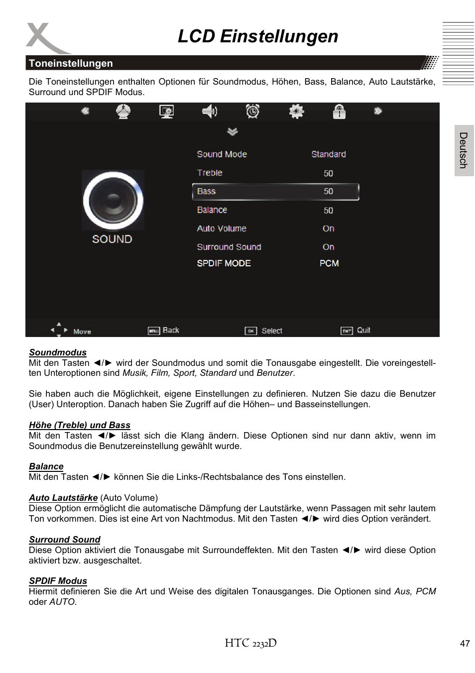 Lcd einstellungen | Xoro HTC 2232D User Manual | Page 47 / 198