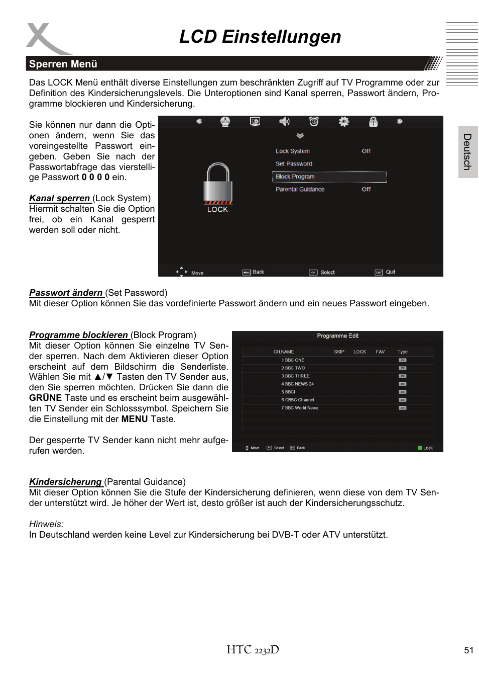 Lcd einstellungen | Xoro HTC 2232D User Manual | Page 51 / 198