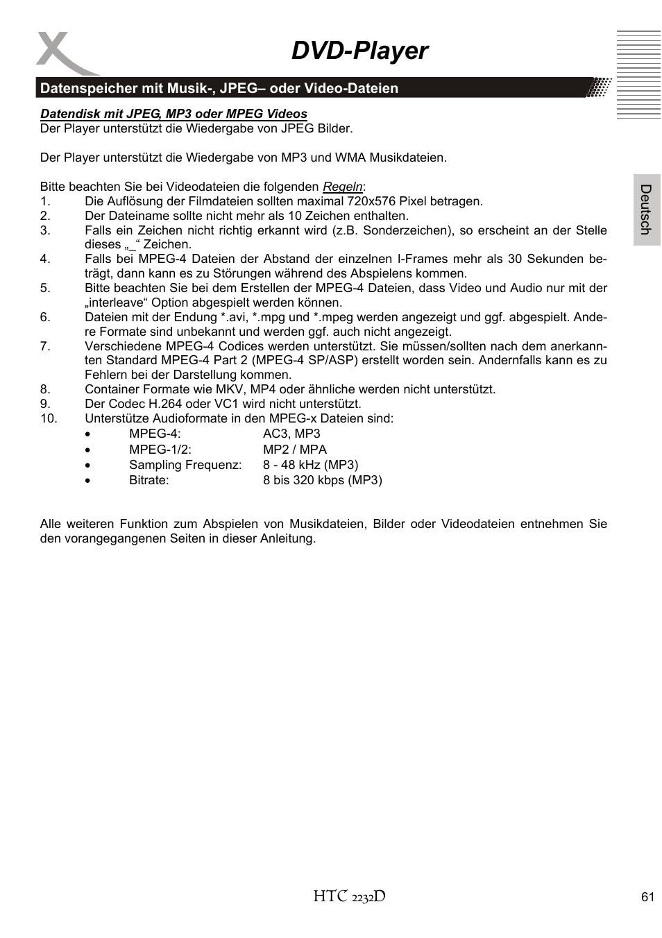 Dvd-player | Xoro HTC 2232D User Manual | Page 61 / 198