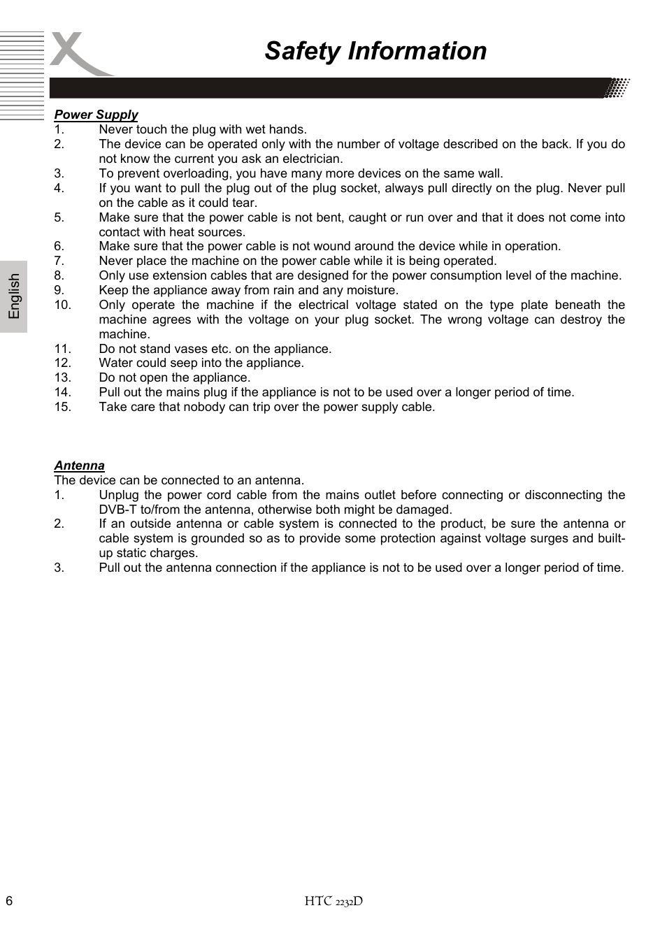 Safety information | Xoro HTC 2232D User Manual | Page 72 / 198