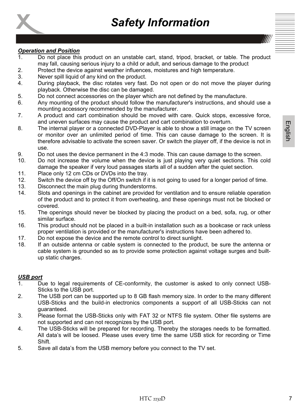 Safety information | Xoro HTC 2232D User Manual | Page 73 / 198