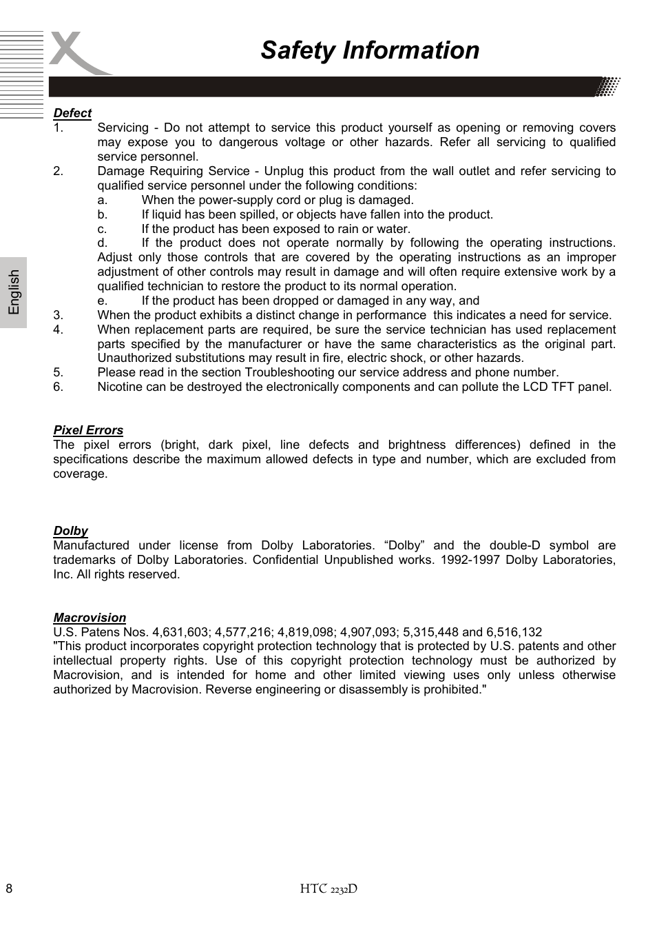 Safety information | Xoro HTC 2232D User Manual | Page 74 / 198