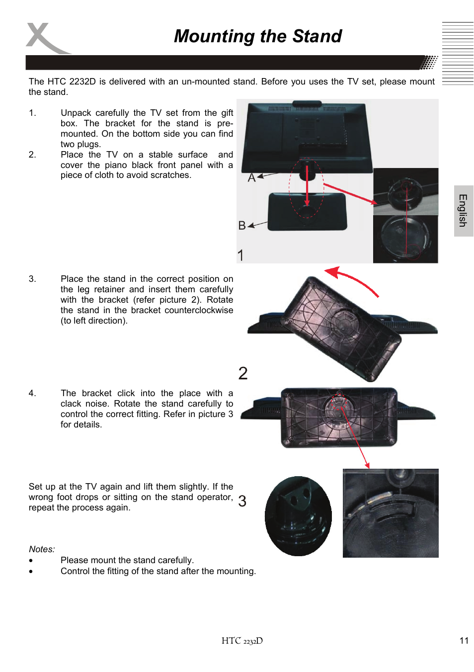 Mounting the stand | Xoro HTC 2232D User Manual | Page 77 / 198