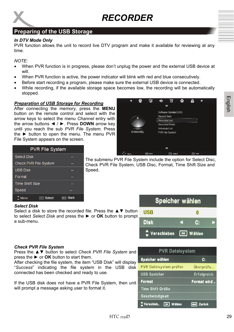 Recorder | Xoro HTC 2232D User Manual | Page 95 / 198