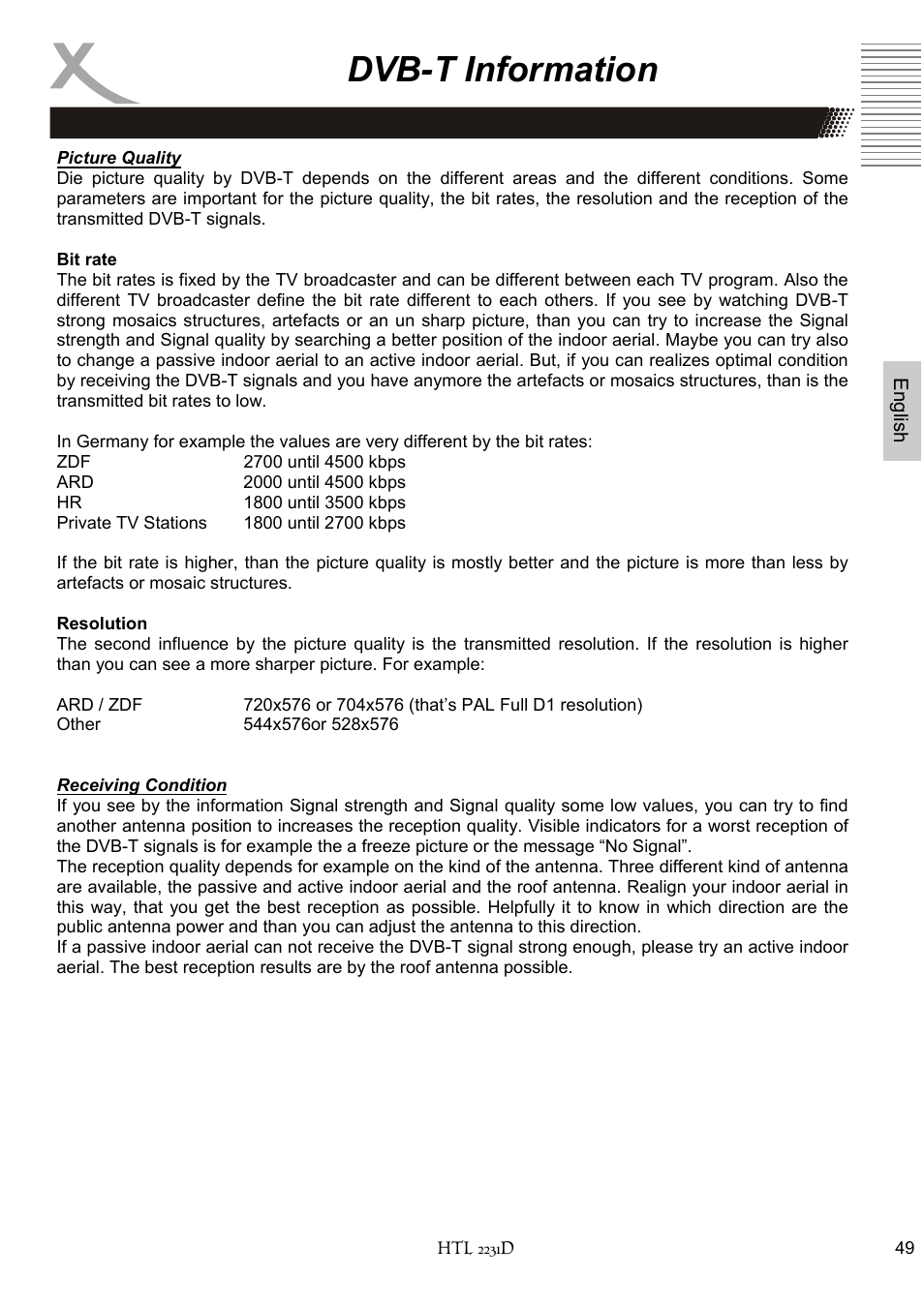 Dvb-t information | Xoro HTL 2231D User Manual | Page 101 / 154