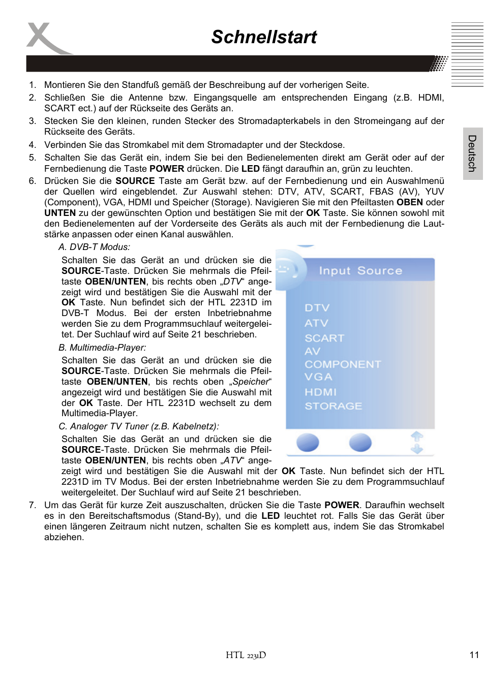 Schnellstart | Xoro HTL 2231D User Manual | Page 11 / 154