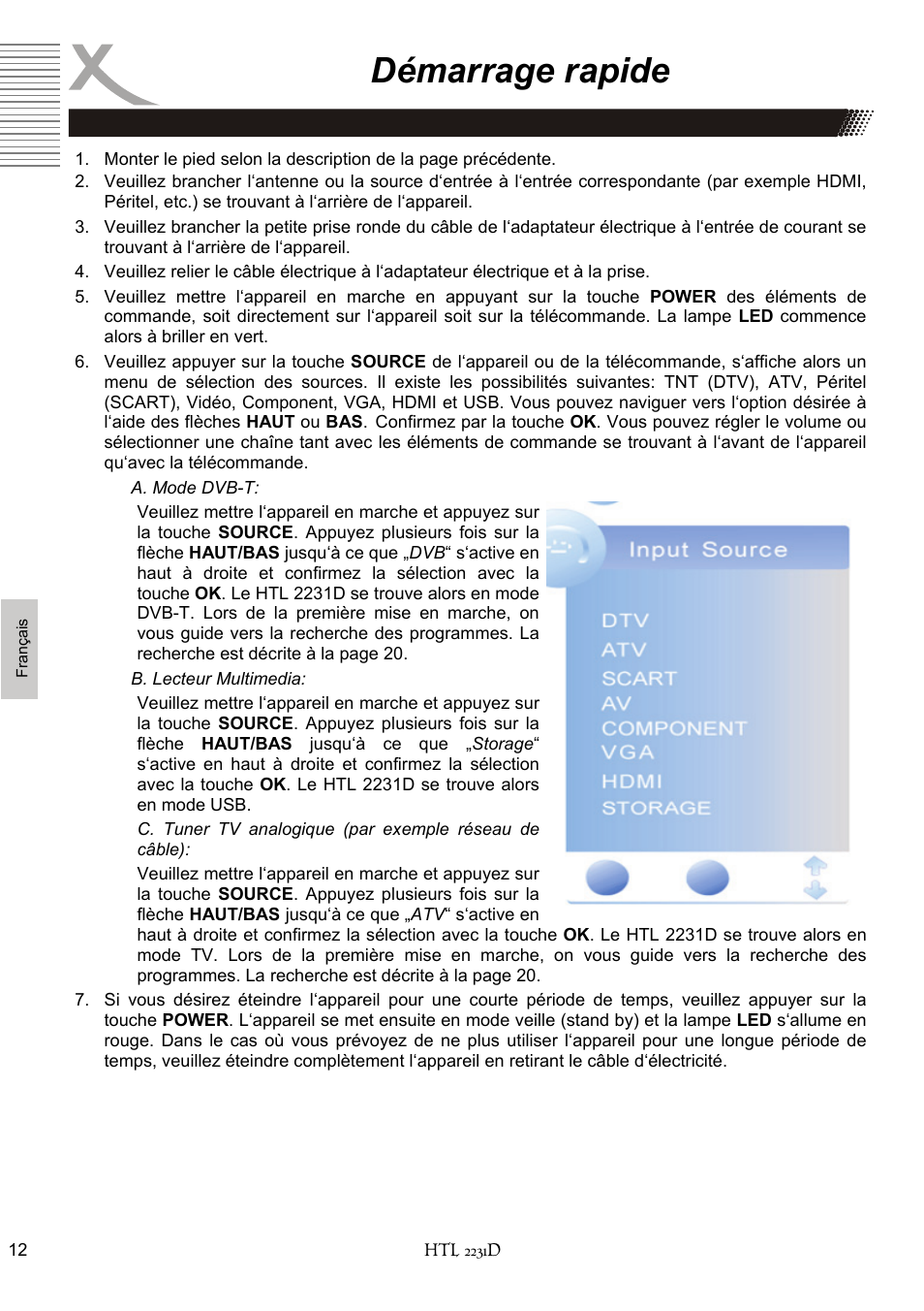 Démarrage rapide | Xoro HTL 2231D User Manual | Page 114 / 154