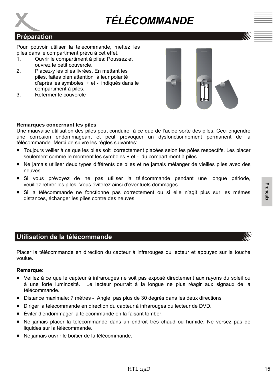 Télécommande | Xoro HTL 2231D User Manual | Page 117 / 154
