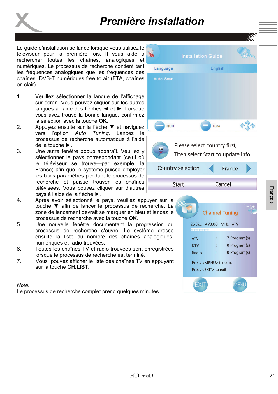 Première installation | Xoro HTL 2231D User Manual | Page 123 / 154