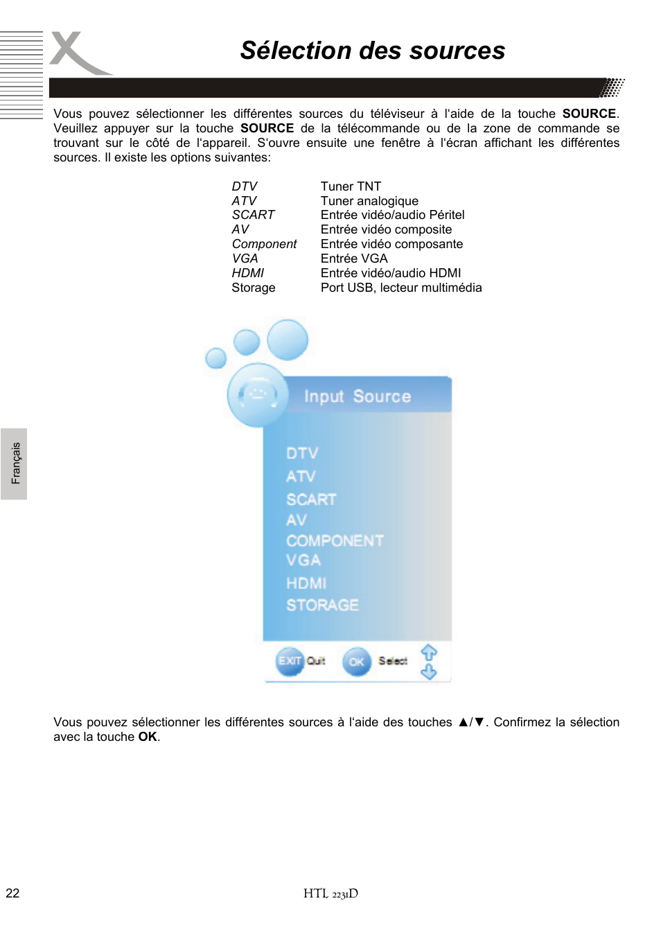 Sélection des sources | Xoro HTL 2231D User Manual | Page 124 / 154